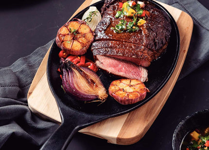 Tramontina Cast Iron Oval Sizzler Plate with Wooden Base 38.2 x 19.5 cm