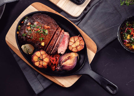 Tramontina Cast Iron Oval Sizzler Plate with Wooden Base 38.2 x 19.5 cm