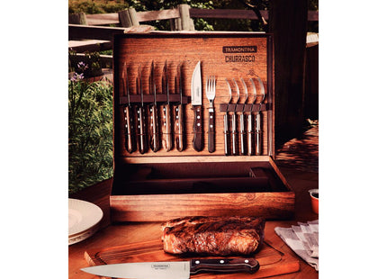 Wooden Handle 15 Pcs. Barbecue Set with Chopping Board