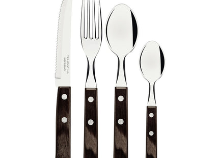Dishwasher-safe Wooden Handle 24 Pcs. Cutlery Set