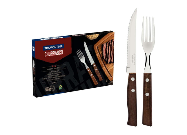 Tramontina Wooden Handle 12 Pcs. Cutlery Set