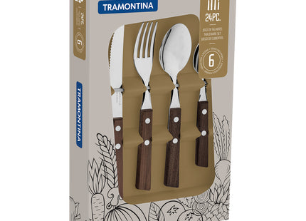 Tramontina Natural Wooden Handle 24 Pcs. Cutlery Set - Tramontina Store