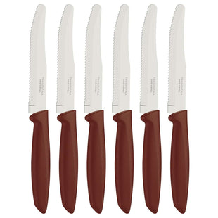 Tramontina 6 Pcs. Fruit/Tomato Knife Set (Rounded tip, Brown)
