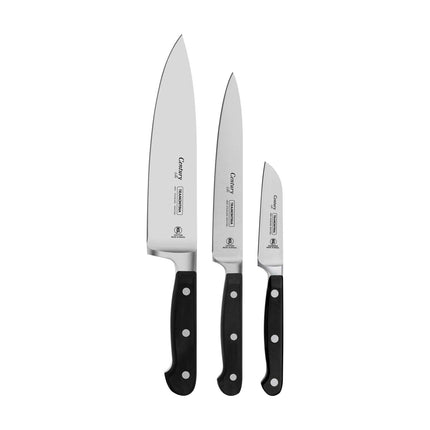 Tramontina 3 Pcs. Stainless Steel Knife Set with Black Polycarbonate Handles - Tramontina Store UK