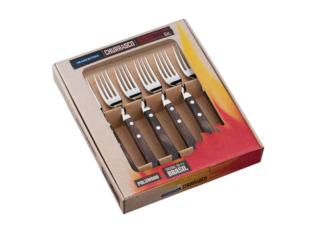 Tramontina Dishwasher-safe Wooden Handle 6 Pcs. Jumbo Fork Set