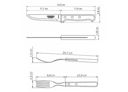 Tramontina Dishwasher-safe Wooden Handle 8 Pcs. Gaucho Cutlery Set - Tramontina Store
