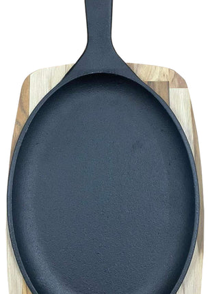 Tramontina Cast Iron Oval Sizzler Plate with Wooden Base 38.2 x 19.5 cm - Tramontina Store UK