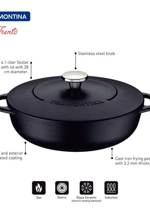 Tramontina Enamelled Cast Iron Shallow Casserole Dish 28cm (4.1l) - Tramontina Store UK