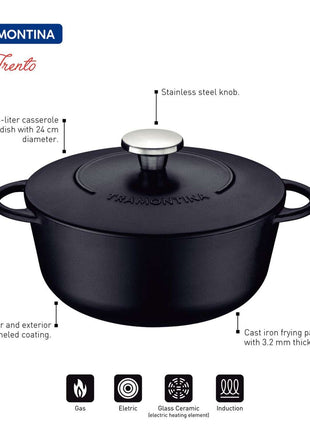 Tramontina Enamelled Cast Iron Casserole Dish 24cm (4l) - Tramontina Store UK