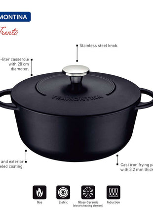 Tramontina Enamelled Cast Iron Casserole Dish 28cm (6l) - Tramontina Store UK