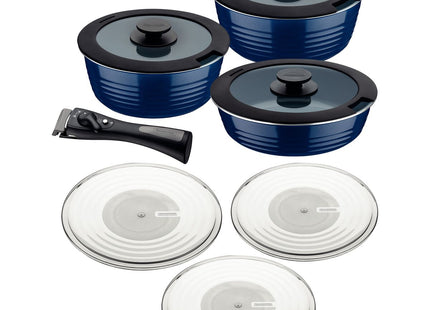 Ítria 10 Pcs. Blue Saucepan Set with Detachable Handle