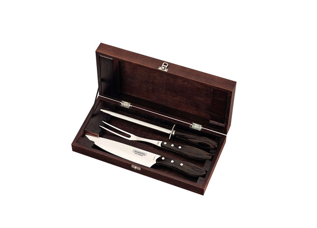 Tramontina Dishwasher-safe Wooden Handle 4 Pcs. Carving Set in a Wooden Box