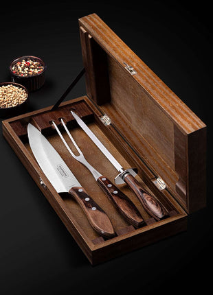 Tramontina Dishwasher-safe Wooden Handle 4 Pcs. Carving Set in a Wooden Box - Tramontina Store UK
