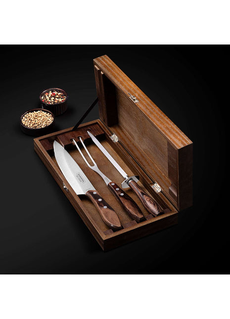 Tramontina Dishwasher-safe Wooden Handle 4 Pcs. Carving Set in a Wooden Box - Tramontina Store UK