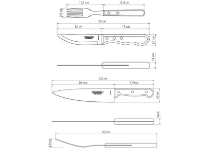 Tramontina Dishwasher-safe Wooden Handle 15 Pcs. Cutlery and Carving Set with Chopping Board in a Gift Case