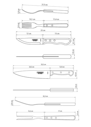 Tramontina Dishwasher-safe Wooden Handle 15 Pcs. Cutlery and Carving Set with Chopping Board in a Gift Case - Tramontina Store UK