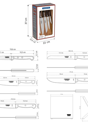 Tramontina 6 Pcs. Magnetic Knife Block - Tramontina Store UK