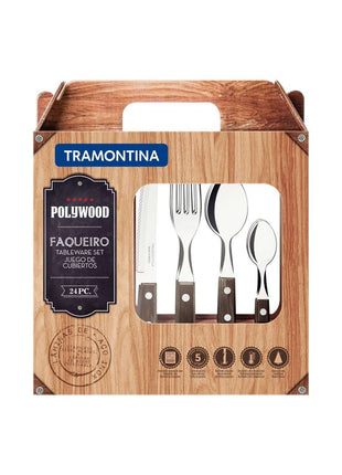 Tramontina Dishwasher-safe Wooden Handle 24 Pcs. Cutlery Set - Tramontina Store UK