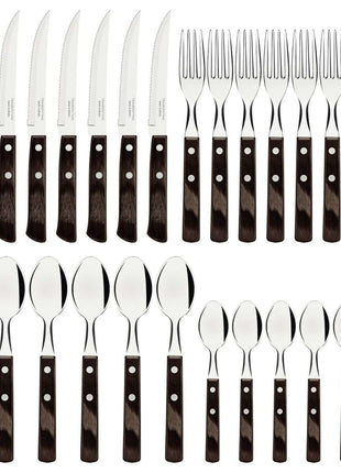 Tramontina Dishwasher-safe Wooden Handle 24 Pcs. Cutlery Set - Tramontina Store UK