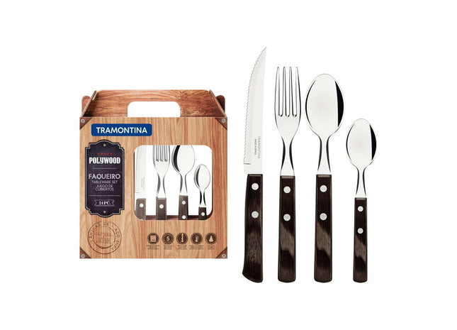 Tramontina Dishwasher-safe Wooden Handle 24 Pcs. Cutlery Set