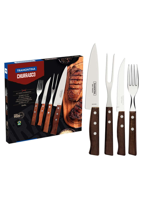 Tramontina Wooden Handle 14 Pcs. Cutlery and Carving Set - Tramontina Store UK