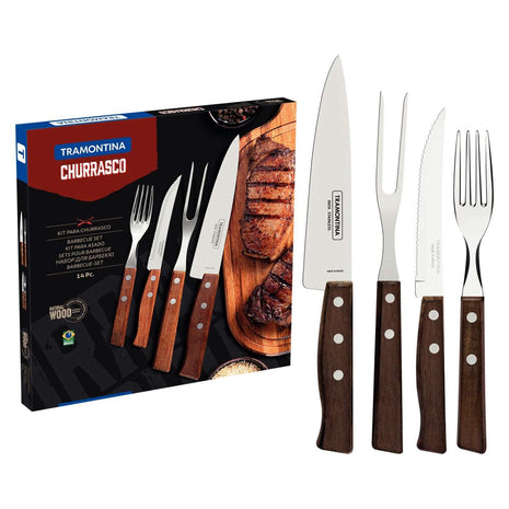 Tramontina Wooden Handle 14 Pcs. Cutlery and Carving Set - Tramontina Store UK