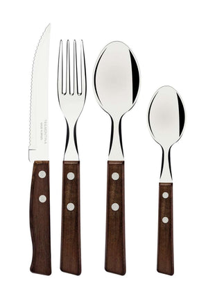 Tramontina Natural Wooden Handle 24 Pcs. Cutlery Set - Tramontina Store UK