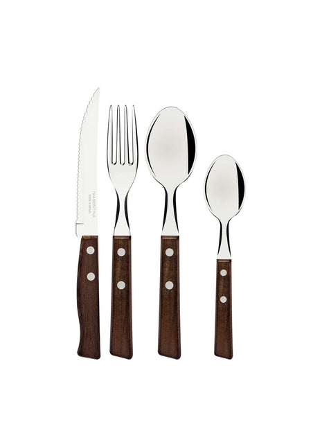 Tramontina Natural Wooden Handle 24 Pcs. Cutlery Set - Tramontina Store UK