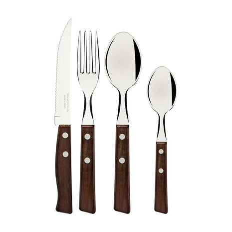Tramontina Natural Wooden Handle 24 Pcs. Cutlery Set - Tramontina Store UK