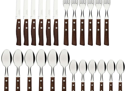 Natural Wooden Handle 24 Pcs. Cutlery Set