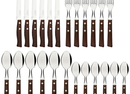 Tramontina Natural Wooden Handle 24 Pcs. Cutlery Set