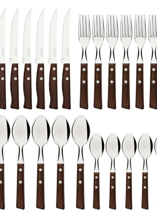 Tramontina Natural Wooden Handle 24 Pcs. Cutlery Set - Tramontina Store UK