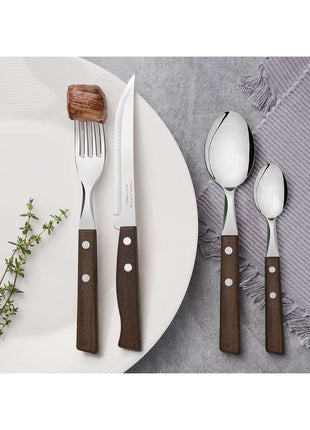 Tramontina Natural Wooden Handle 24 Pcs. Cutlery Set - Tramontina Store UK