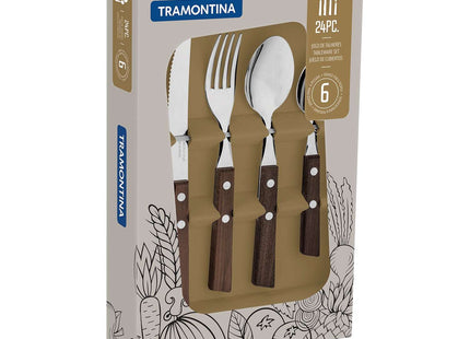 Tramontina Natural Wooden Handle 24 Pcs. Cutlery Set