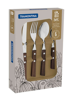 Tramontina Natural Wooden Handle 24 Pcs. Cutlery Set - Tramontina Store UK