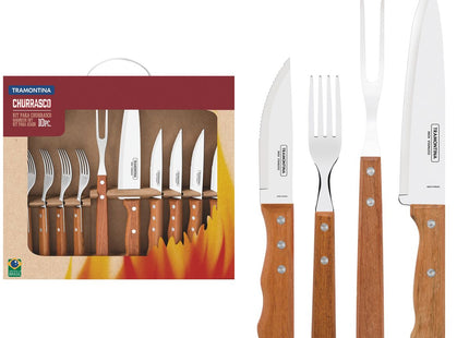 Wooden Handle 10 Pcs. Cutlery and Carving Set
