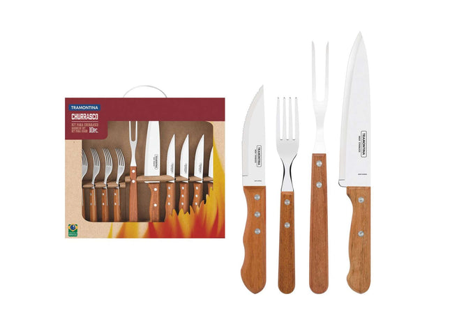 Tramontina Wooden Handle 10 Pcs. Cutlery and Carving Set