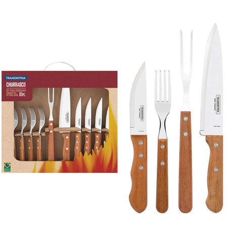 Tramontina Wooden Handle 10 Pcs. Cutlery and Carving Set - Tramontina Store UK