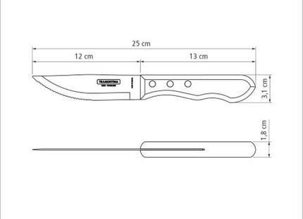 Tramontina Dishwasher-safe Wooden Handle 6 Pcs. Jumbo Steak Knife Set