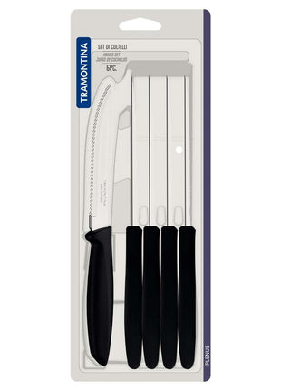 Tramontina 6 Pcs. Fruit/Tomato Knife Set (Pointed tip, Black) - Tramontina Store UK