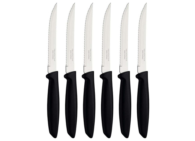 Tramontina 6 Pcs. Fruit/Tomato Knife Set (Pointed tip, Black)