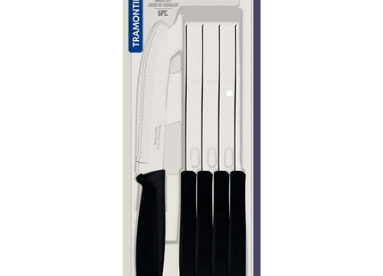 Tramontina 6 Pcs. Fruit/Tomato Knife Set (Rounded tip, Black)