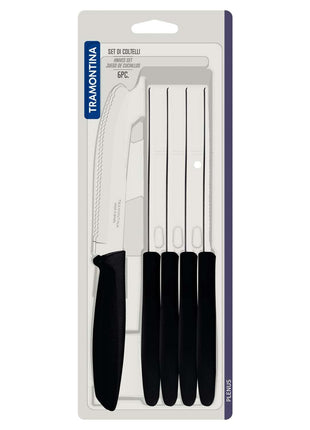 Tramontina 6 Pcs. Fruit/Tomato Knife Set (Rounded tip, Black) - Tramontina Store UK