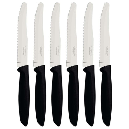 Tramontina 6 Pcs. Fruit/Tomato Knife Set (Rounded tip, Black) - Tramontina Store UK