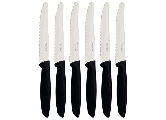 Tramontina 6 Pcs. Fruit/Tomato Knife Set (Rounded tip, Black)