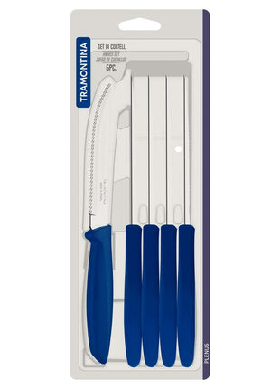 Tramontina 6 Pcs. Fruit/Tomato Knife Set (Pointed tip, Blue) - Tramontina Store UK
