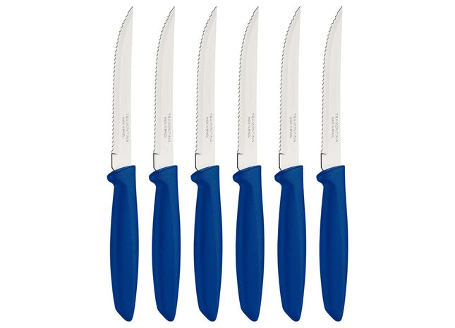 Tramontina 6 Pcs. Fruit/Tomato Knife Set (Pointed tip, Blue)