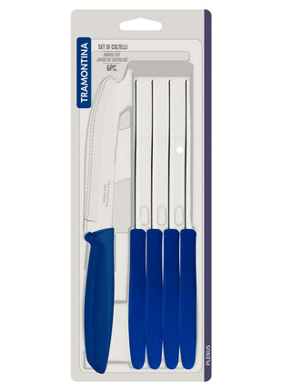 Tramontina 6 Pcs. Fruit/Tomato Knife Set (Rounded tip, Blue) - Tramontina Store UK