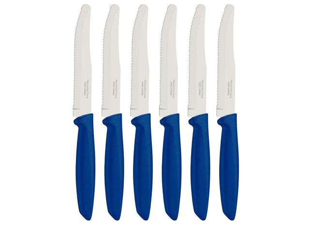 Tramontina 6 Pcs. Fruit/Tomato Knife Set (Rounded tip, Blue)