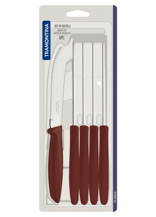 Tramontina 6 Pcs. Fruit/Tomato Knife Set (Pointed tip, Brown) - Tramontina Store UK